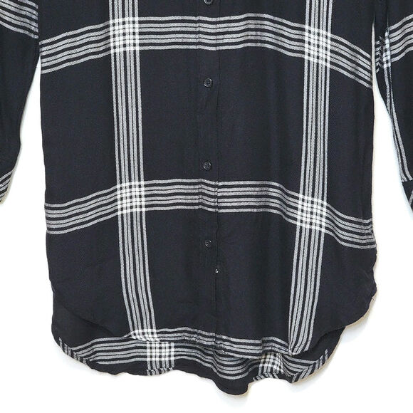 Rails Plaid Navy Blue White High Low Long Sleeve Button Down Shirtdress Size S - Picture 5 of 16